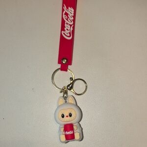 Coca-Cola Character Keychain with Red Strap